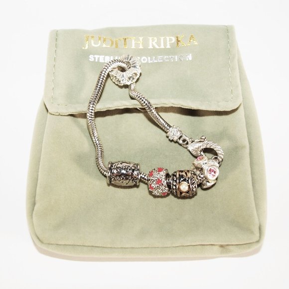 Judith Ripka Sterling Collection Multi Charm Bracelet with 5 Charms /Troll Beads - Picture 3 of 5